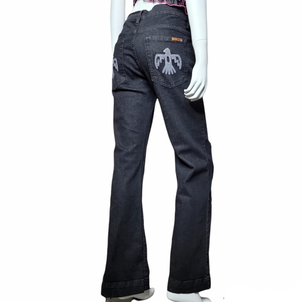 Thunderbird flare jeans bird rhinestone pockets size 29 gray jeans pants